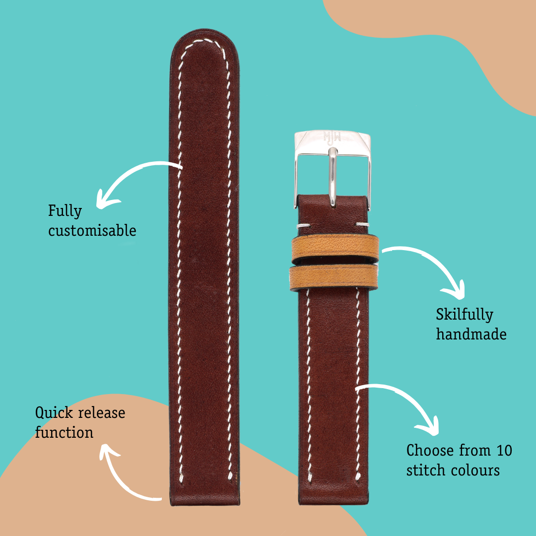 Handmade leather watch strap: Australian Nut