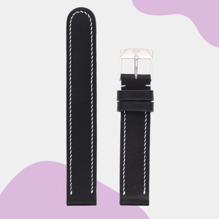 Handmade leather watch strap: Black